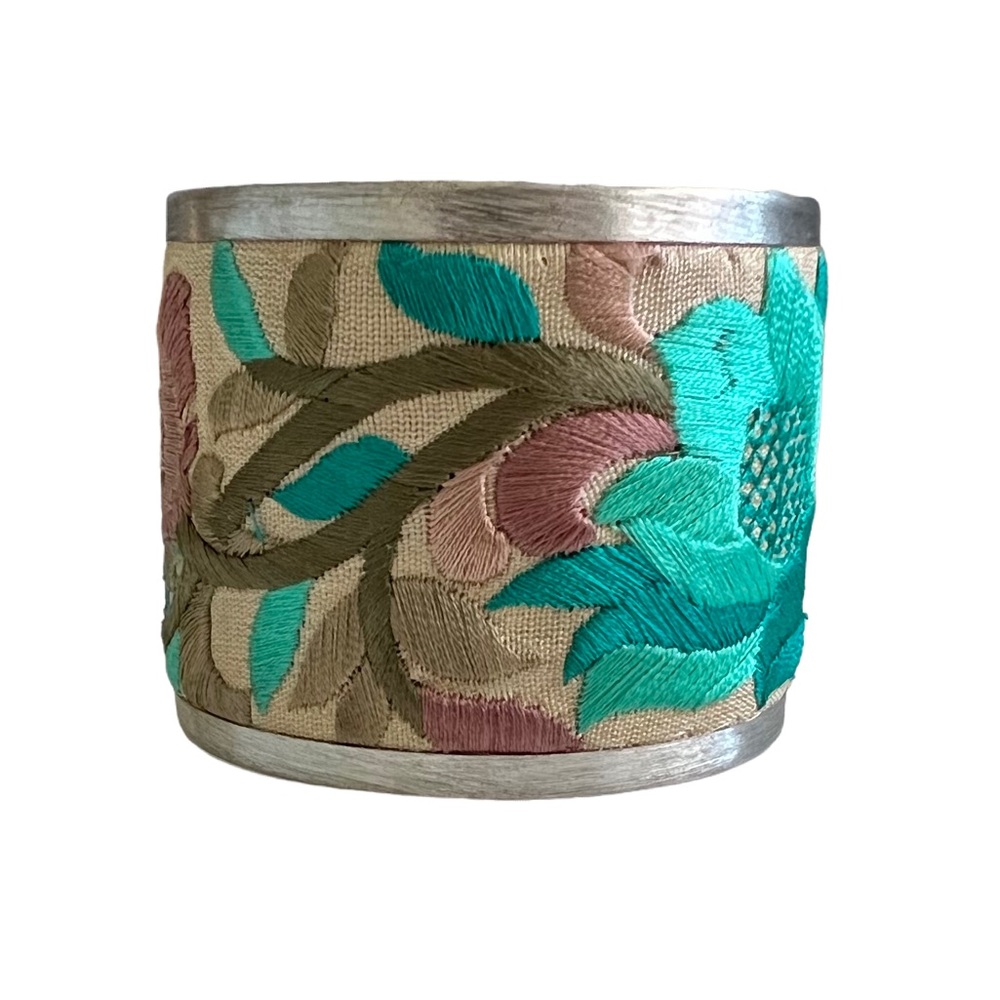 Embroidered Metal Cuff Bracelet